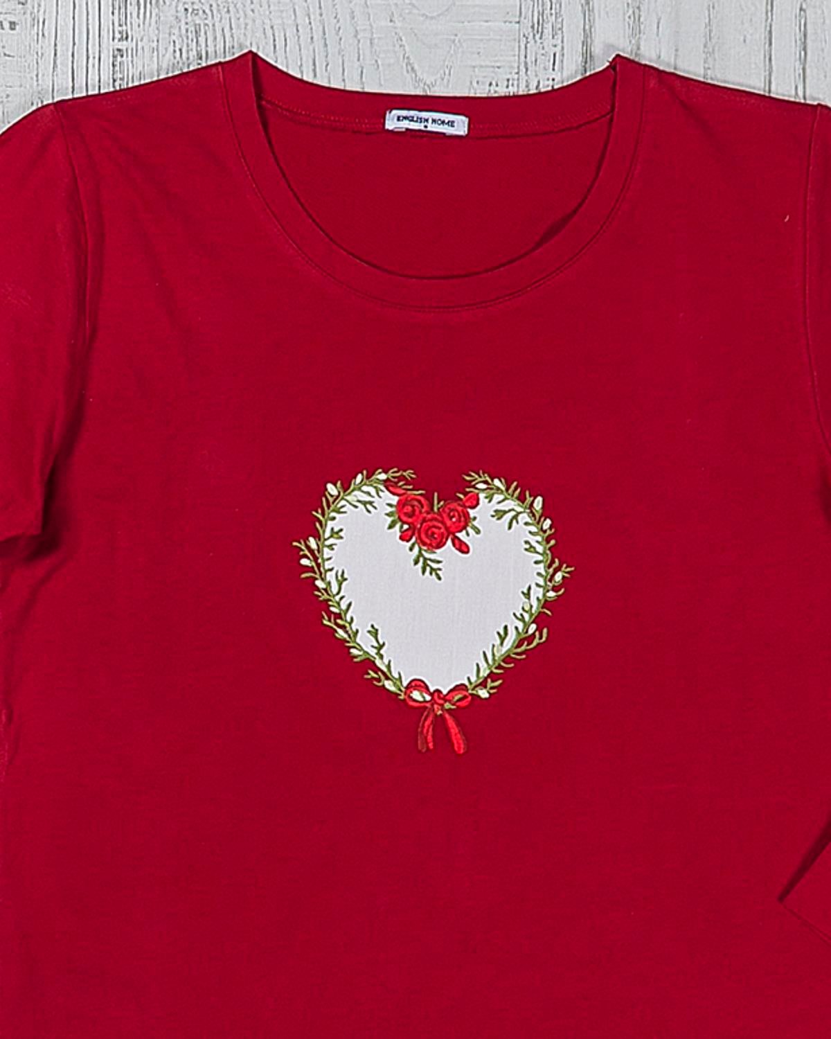 Heart Горнище На Пижама С бродерия M Червен