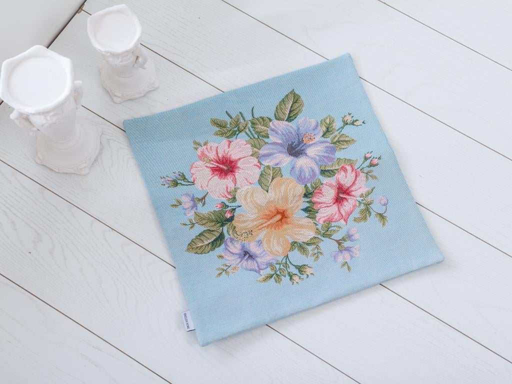 Hibiscus ВЪЗГЛАВНИЦА Панама 45x45 cm Light Blue