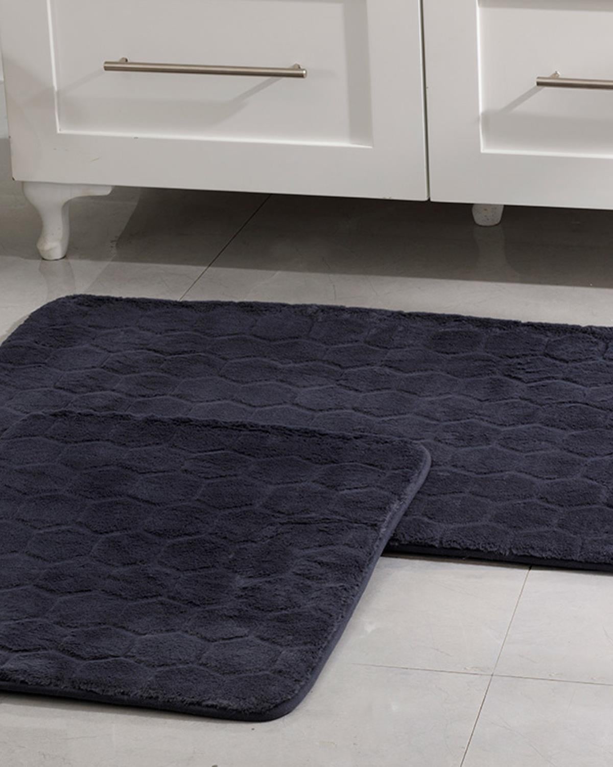 Honeycomb Комплект Постелки За Баня Полиестер 60x100 - 50x60 см Тъмносив