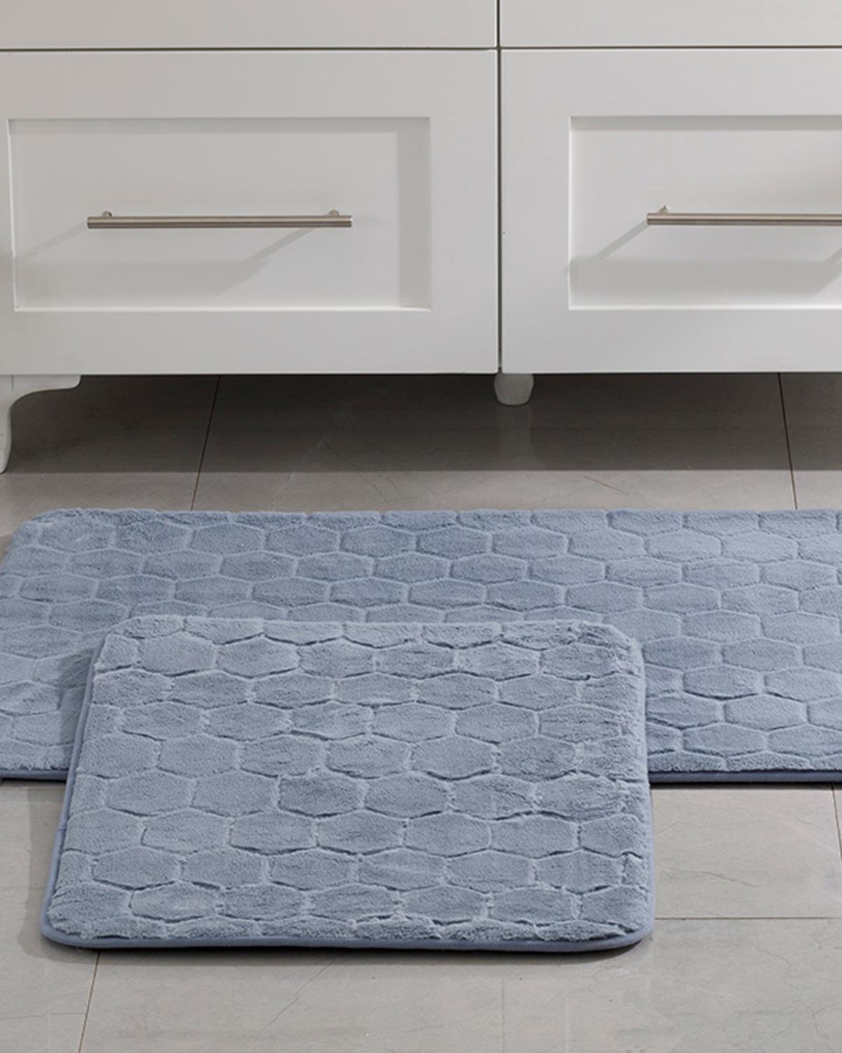 Honeycomb Комплект Постелки За Баня Полиестер 60x100 - 50x60 см Син
