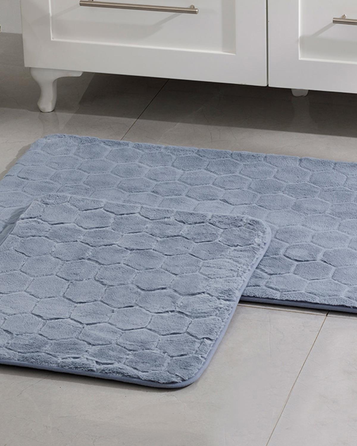 Honeycomb Комплект Постелки За Баня Полиестер 60x100 - 50x60 см Син