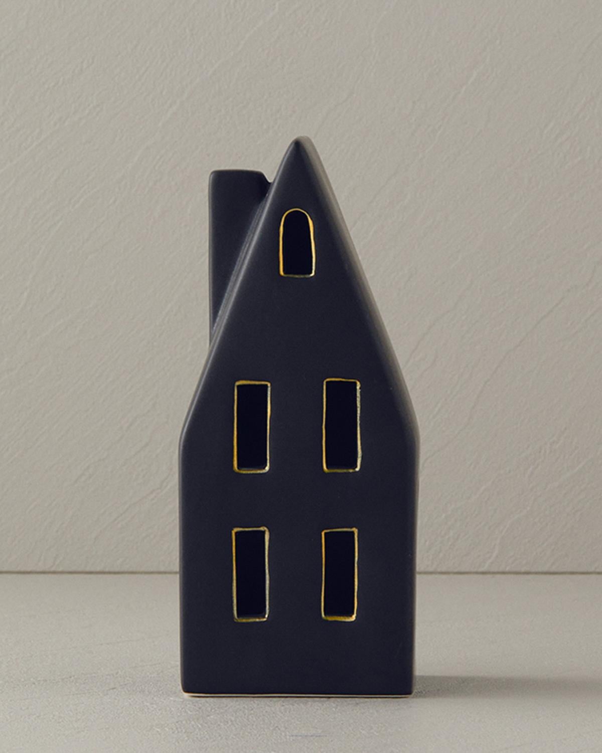 House Фигурка С Led Керамика 8x18,5 см Черен
