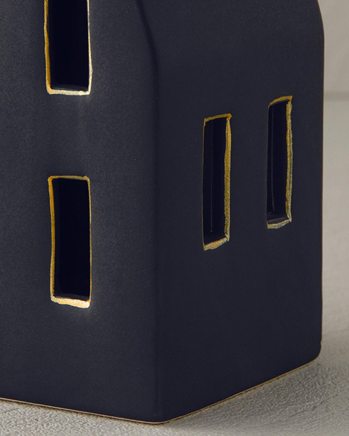 House Фигурка С Led Керамика 8x18,5 см Черен