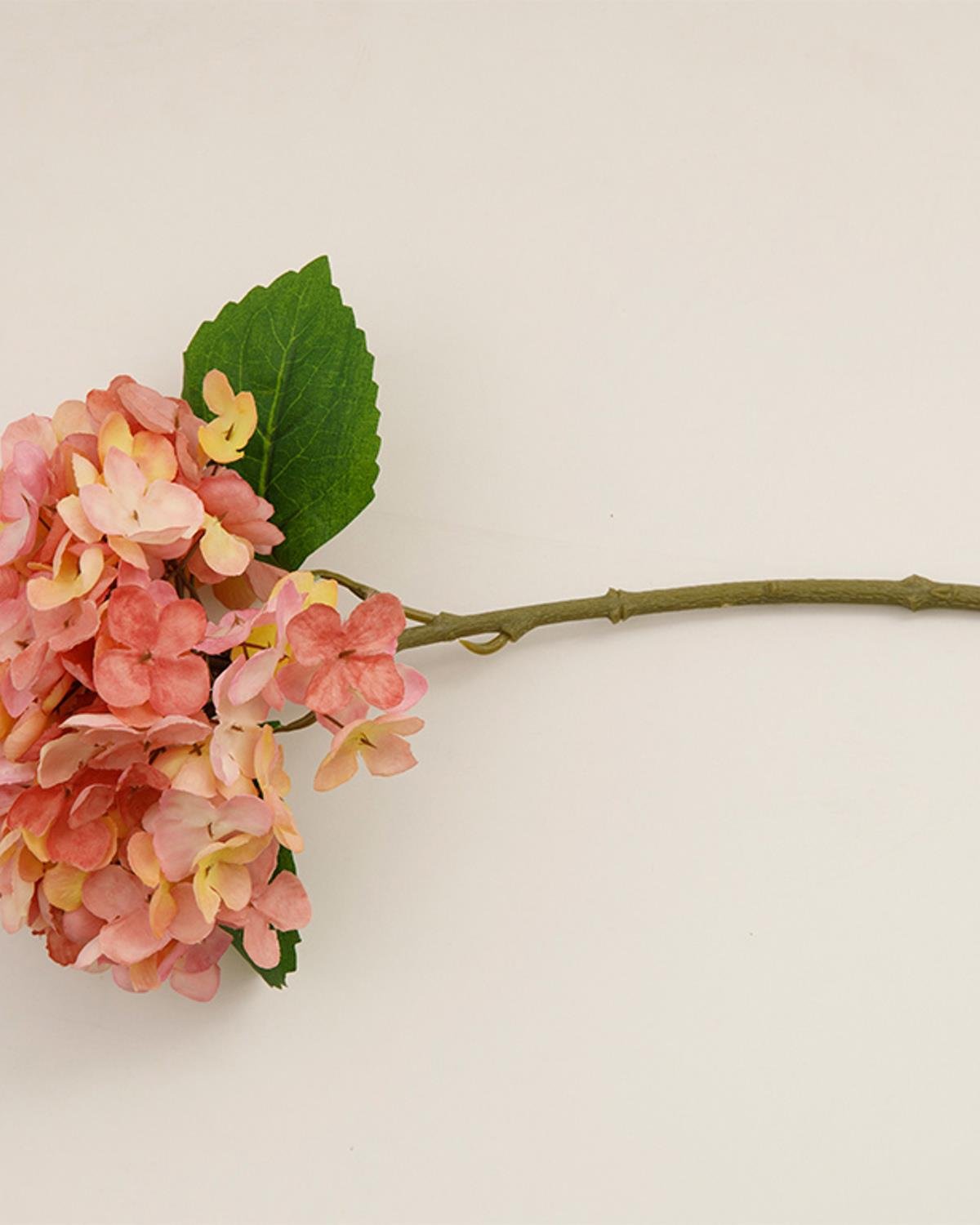 Hydrangea Изкуствено Цвете Един Стрък Плат 33 см Тъмнорозов