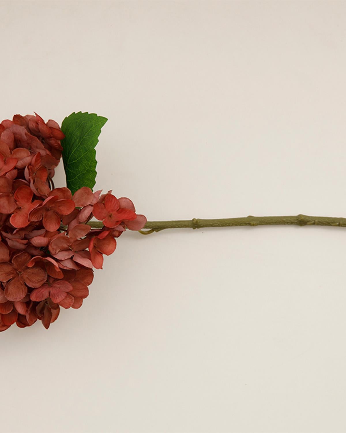 Hydrangea Изкуствено Цвете Един Стрък Плат 33 см Бордо