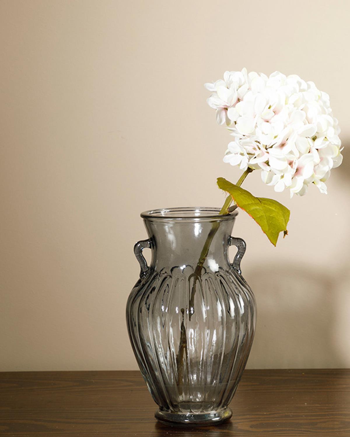 Hydrangea Изкуствено Цвете Един Стрък Полиестер 34 см Бял