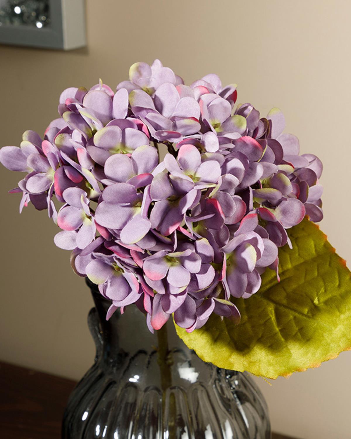 Hydrangea Polyester Artificial Flower - One Pc 34 cm Purple