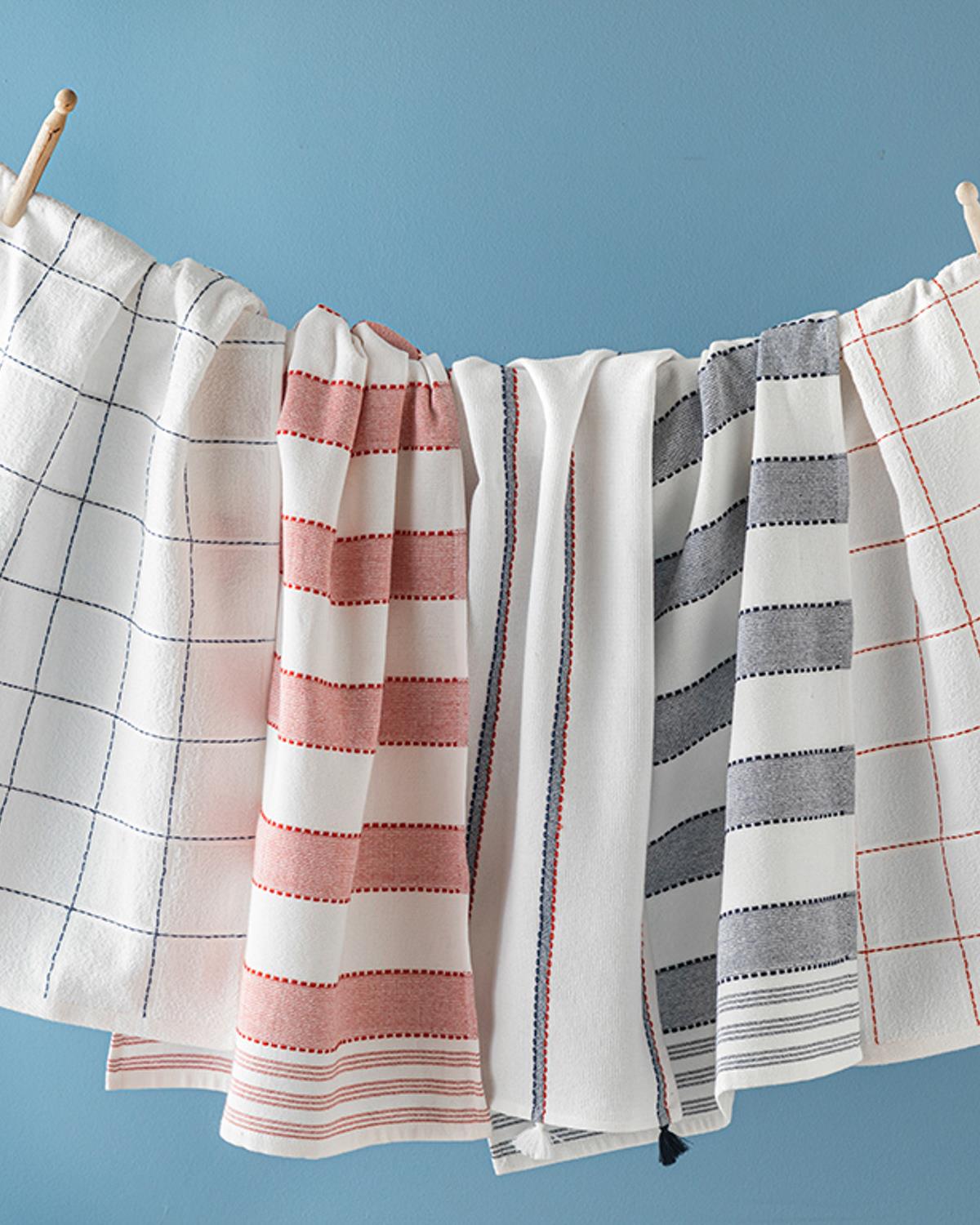 Jolly Кърпа За Сушене С пискюли Памук 40x60 см Бял - Морскосин
