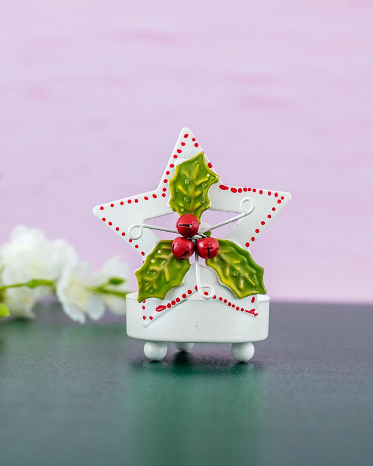 Joy Свещник Звезда Метал 6,5x6x8,5 cm Бял