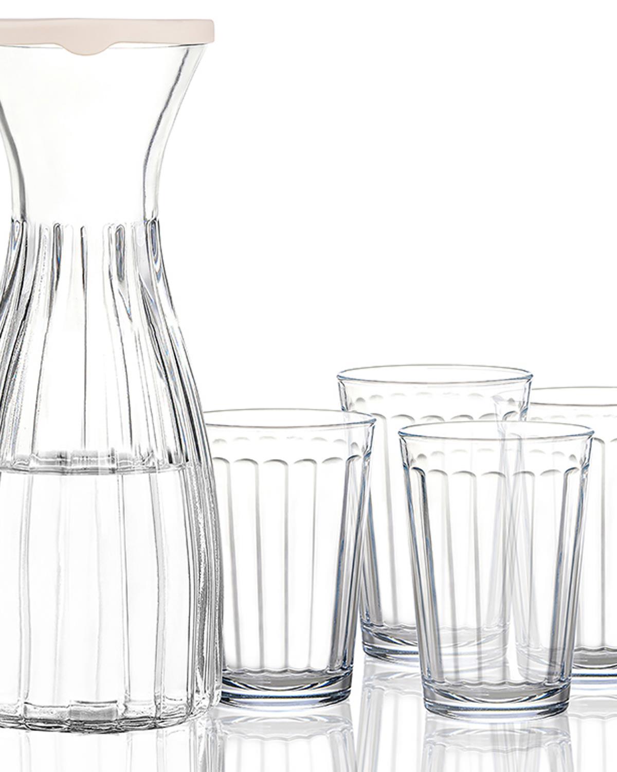 Kapaklı Lona Сервиз За Вода 5 Броя, Стъкло, Прозрачен, 1000 Ml