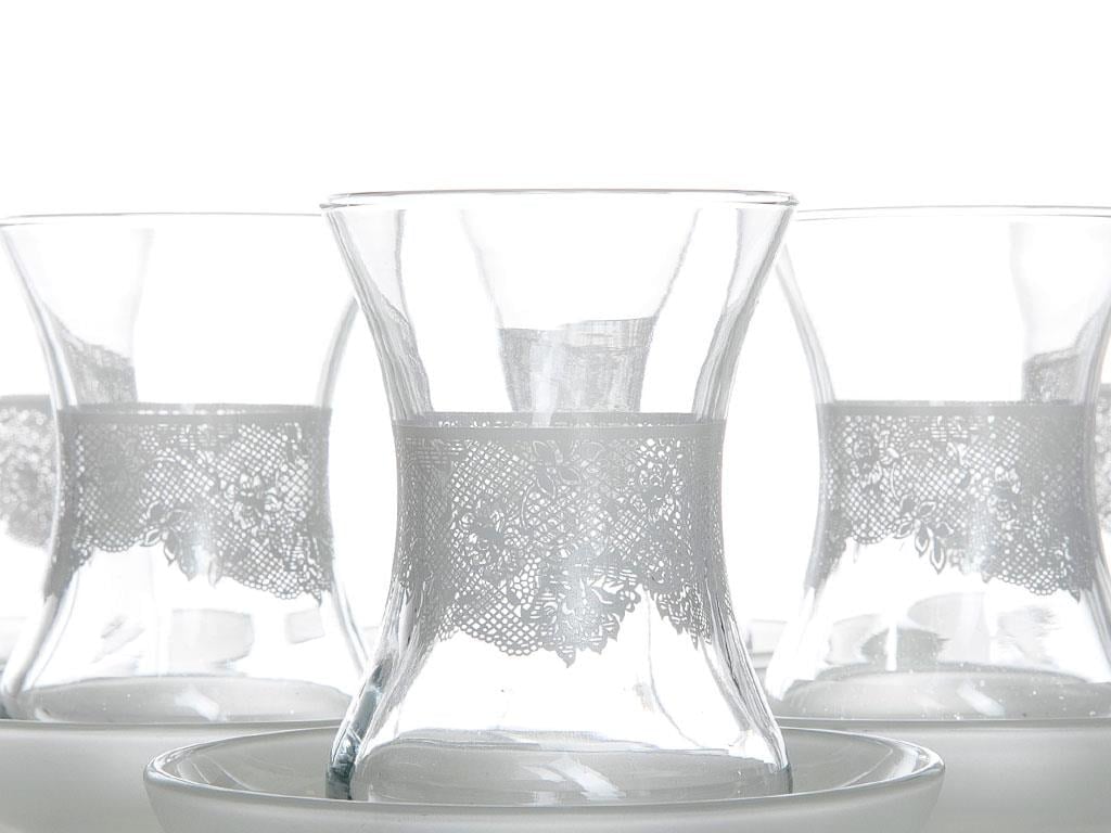 Lace Сервиз за Чай 12 Parça 6 Kişilik Cam 125 ml White