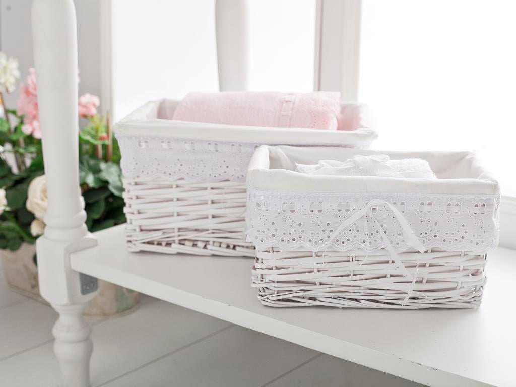 Lacework Кошница С дантела Голям. Бял