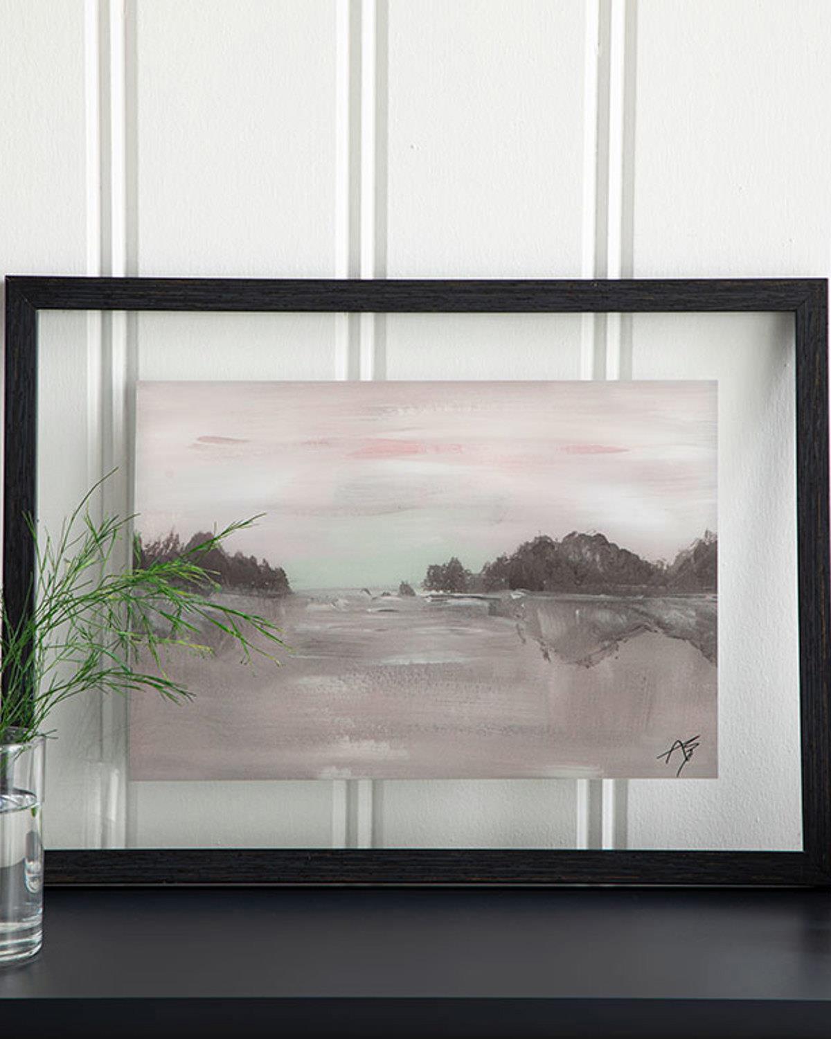 Landscape Картина Стъкло 37x27 см Бледосив.