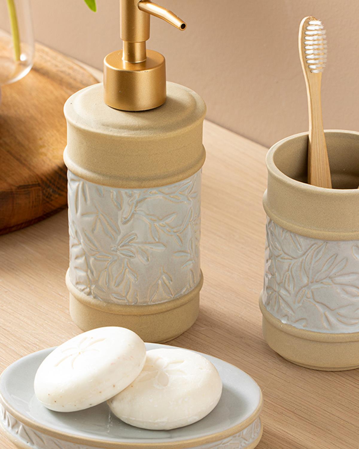 Leaf Комплект За Баня 3 бр. 8x8x20+7x7x10+14x10x3 см Сив