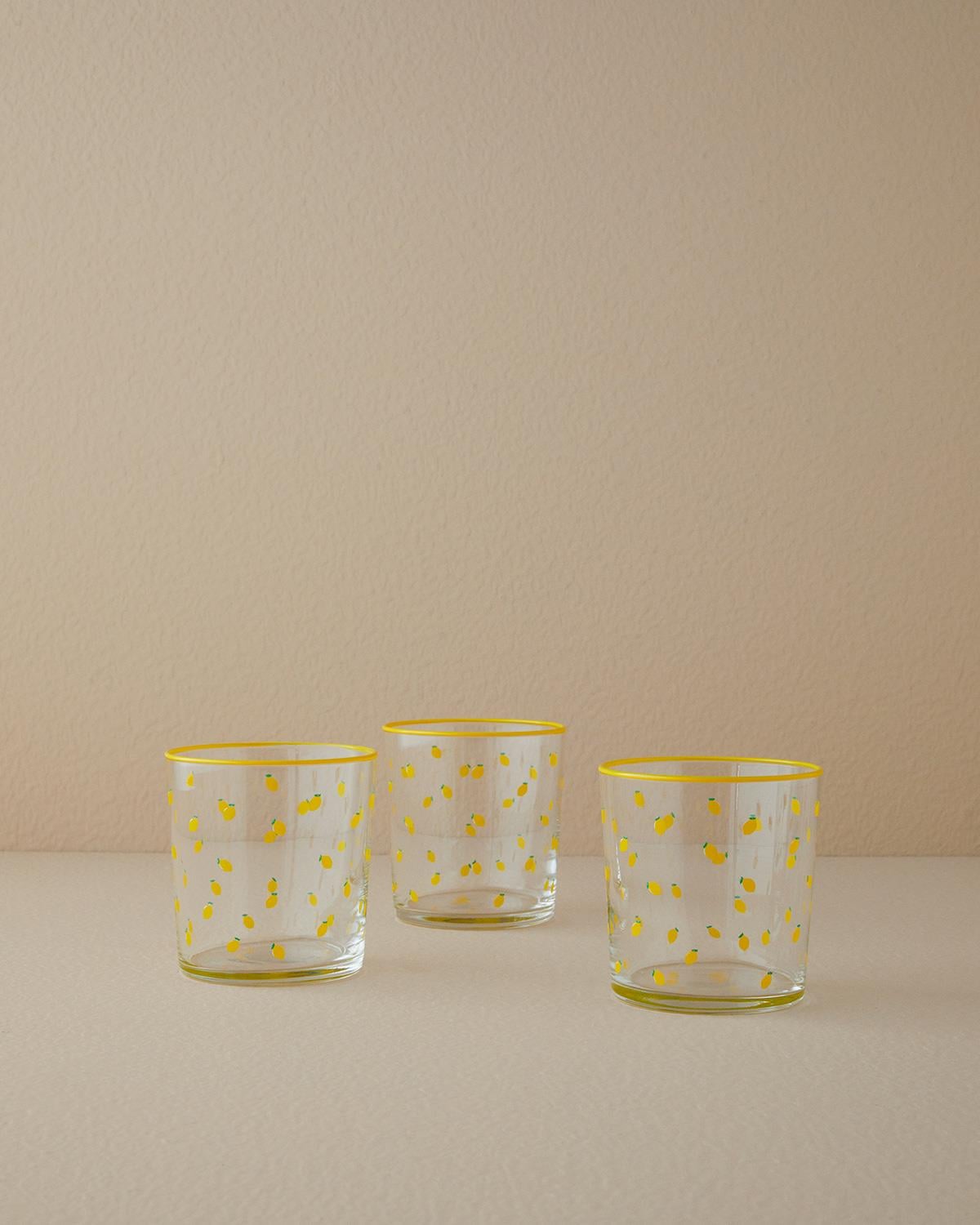 Lemon Glass 3 pcs Juice Glass 380 ml Yellow