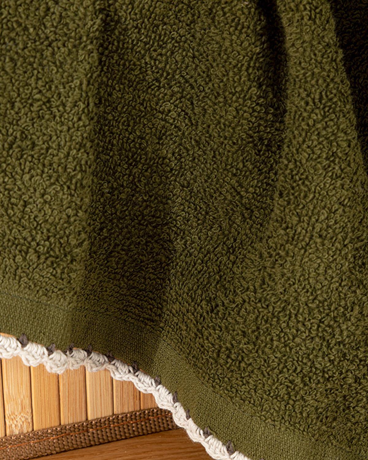 Long Points Кърпа За Ръце С крошет Памучен 30x40 см Тъмнозелен - Кафяв - Бежов