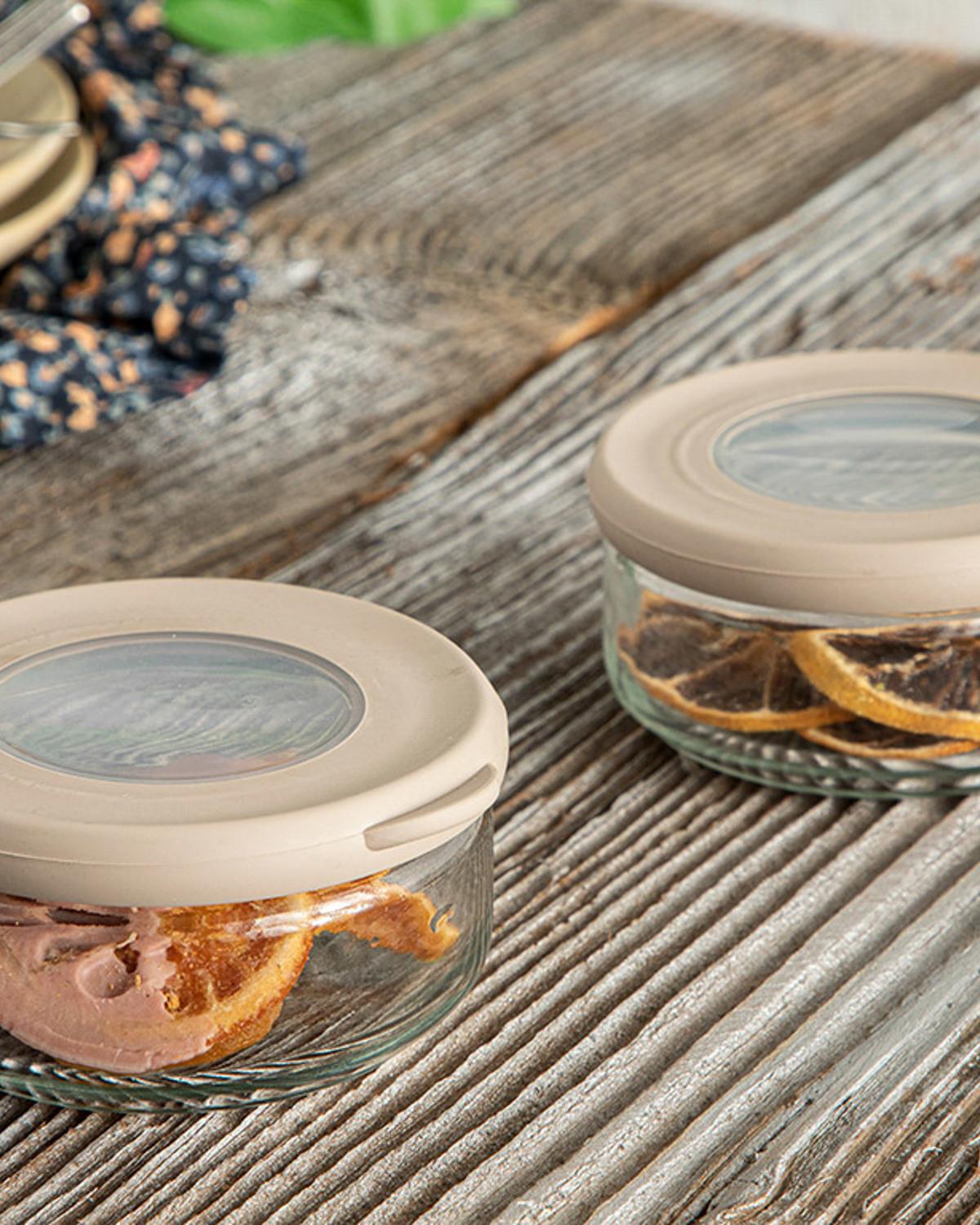 Lorin Кутия За Съхранение 2 бр. Стъкло 200 мл Тъмнобежов