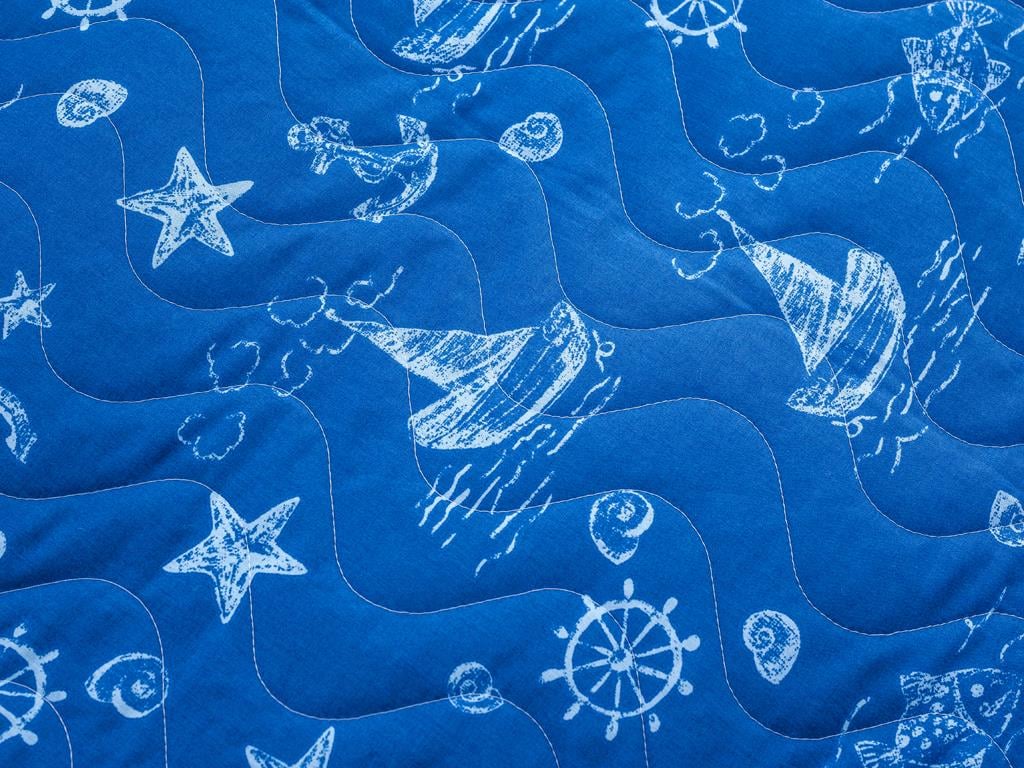 Lukas ПОКРИВКА ЗА ЛЕГЛО К Tek Kişilik Памучен 160x240 cm Blue.