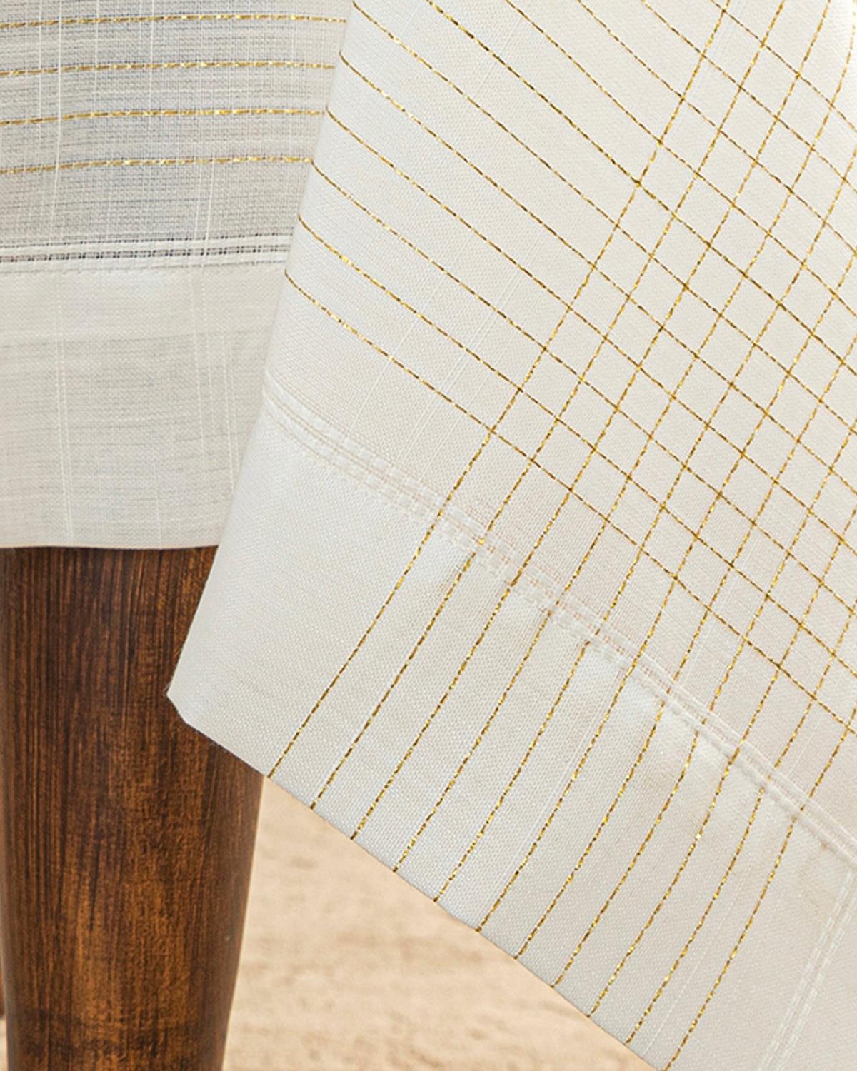 Luxury Покривка За Маса Полиестер, Бяло Злато, 0