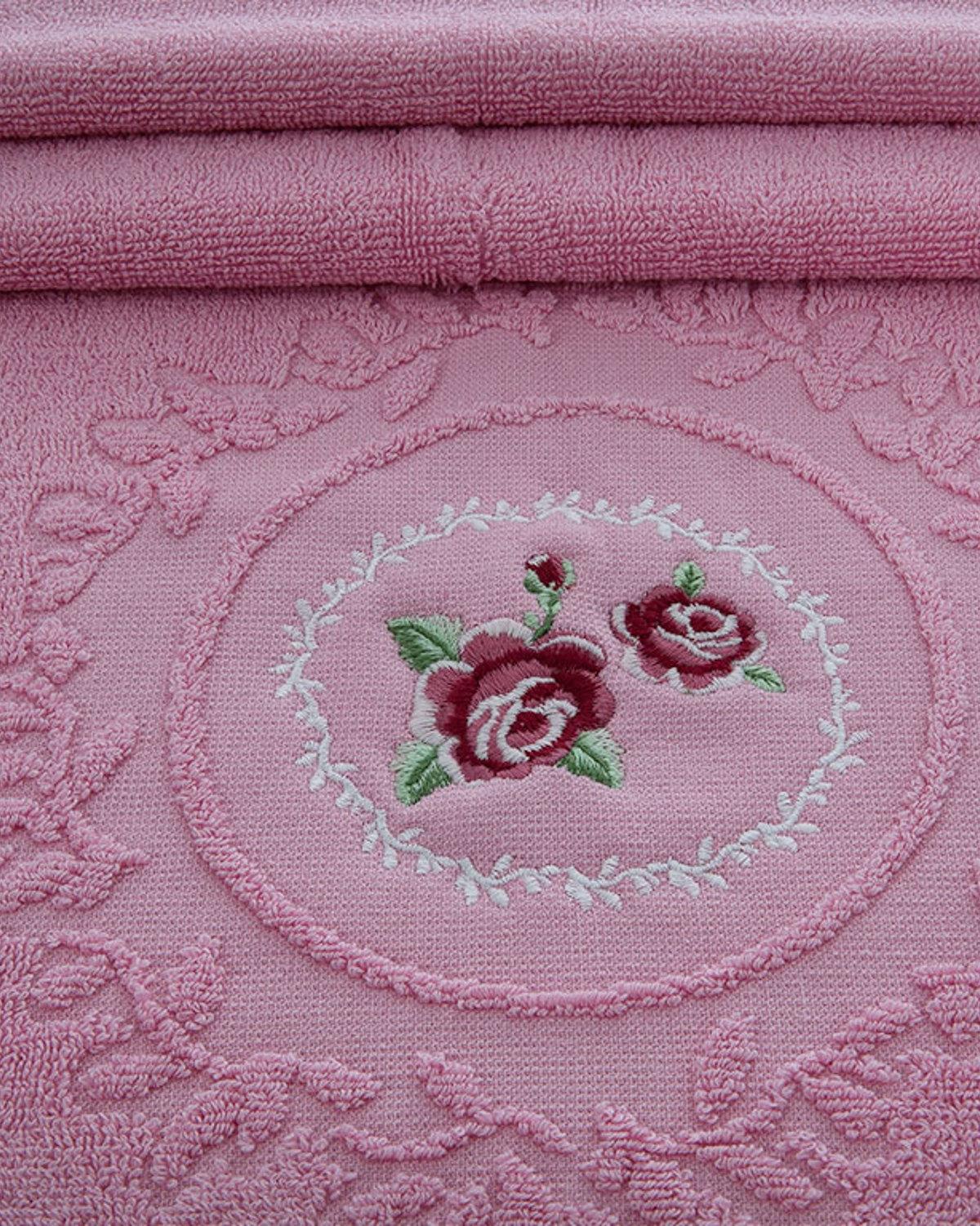 Majestic Rose Кърпа За Лице С бродерия 50x80 см Розов