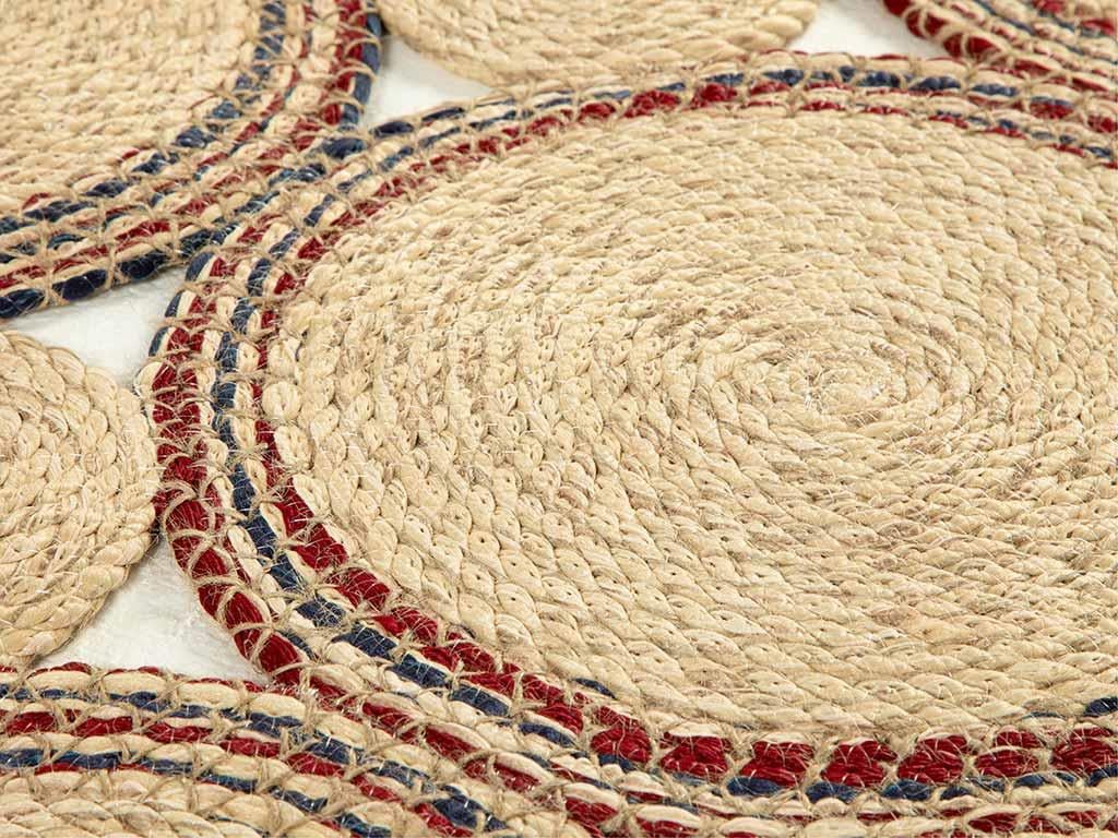 Marius Jute Decorative Jute Carpet 90x150 cm Natural - Burgundy