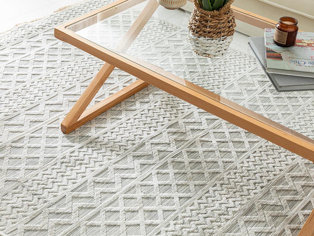 Meridyen КИЛИМ Тъкан 196x300 Бяло сиво