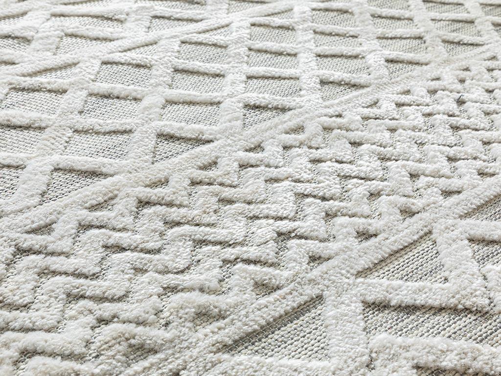 Meridyen Килим Тъкан 78x250cm Бял - Сив