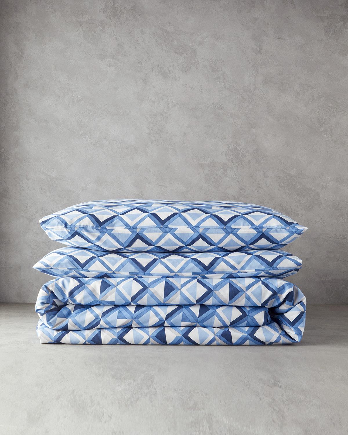 Mini Argyle Спален Комплект Двоен Лесно за гладене 200x220 см Син