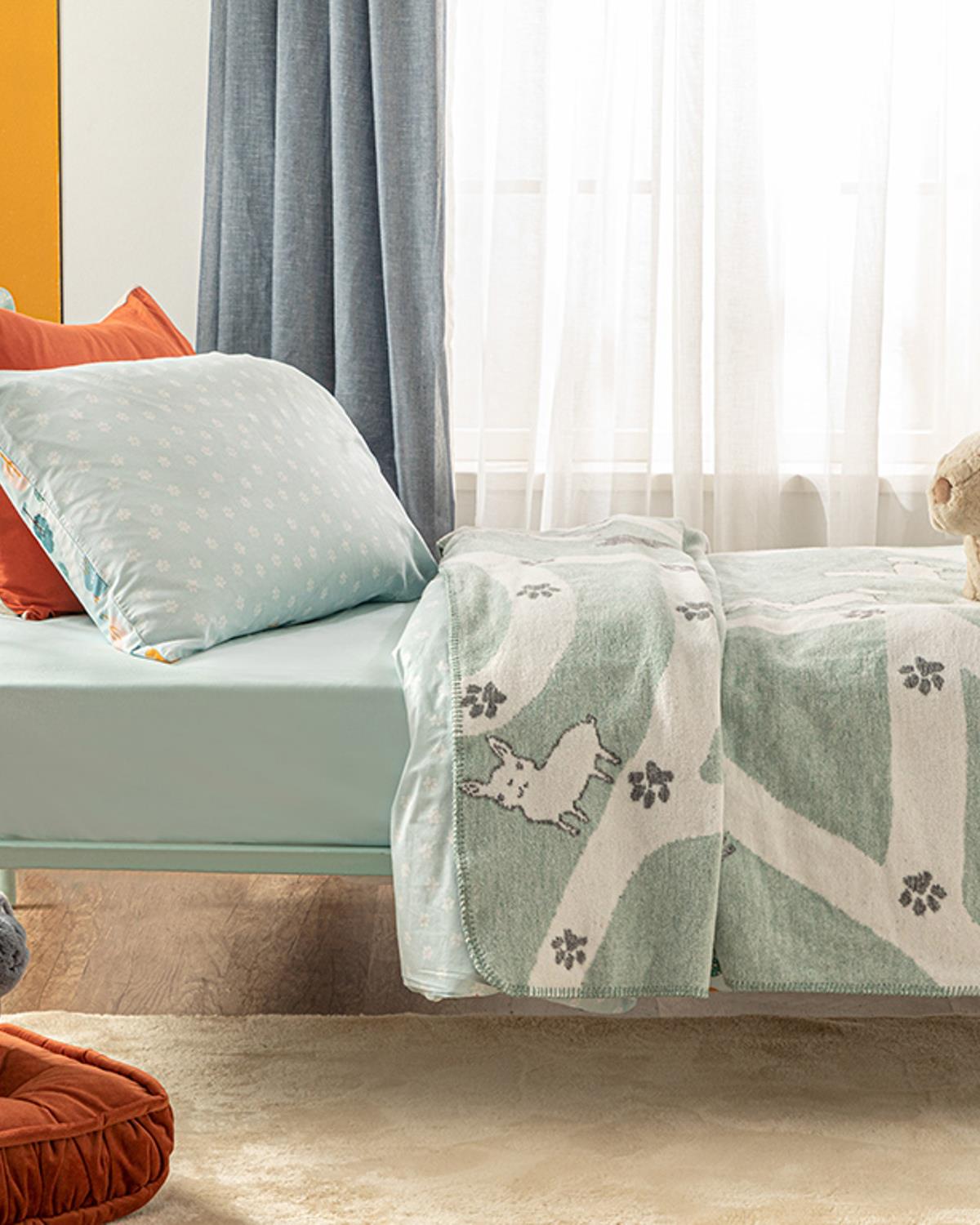 Mini Dog Детско Одеяло Памучен 150x200 см Зелен