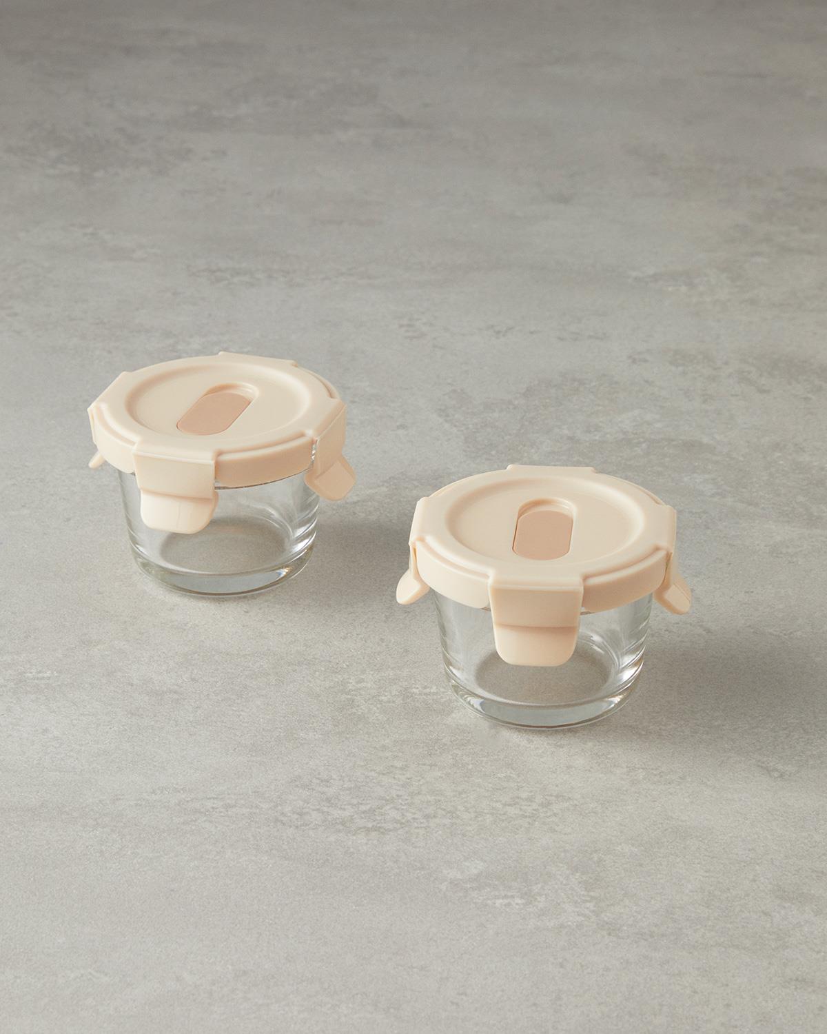 Minimo Кутия За Съхранение 2 бр. Стъкло 130 мл Бежов