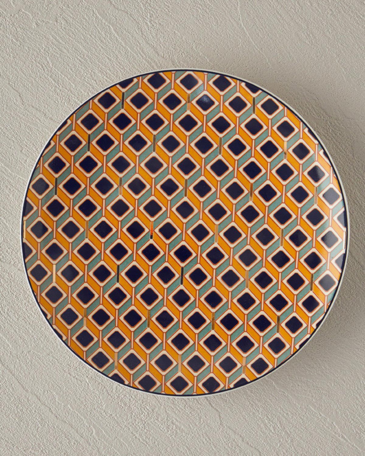 bone porcelain Cake Plate 20 cm Yellow