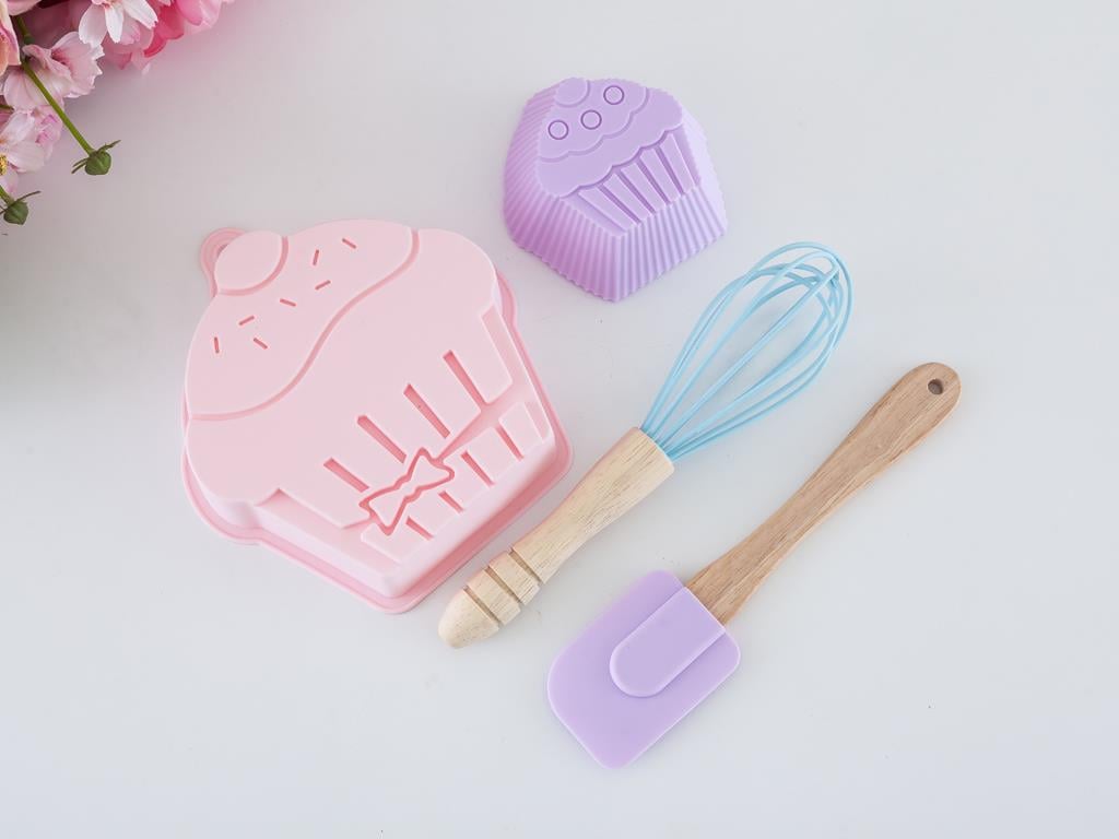 Molly КОМПЛЕКТ ЗА КЕКС Мини Силикон 25,0x17,0x4,2 cm Mint-Lilac-Pink