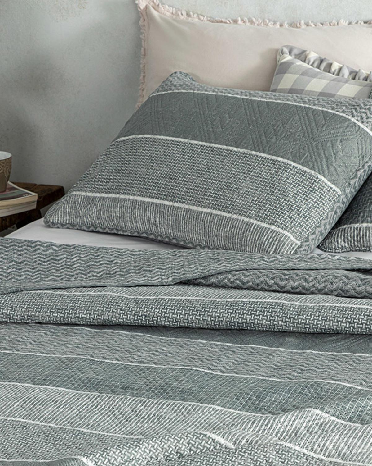 Natural Flow Комплект Кувертюра За Легло Кралски размер Многофункционален 240x220 см Каменно сив..