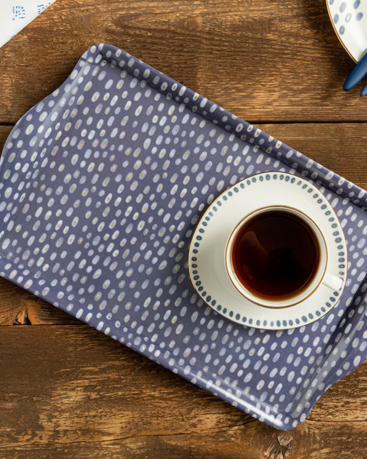 Navy Dots Melamine Tray 39x24 cm Dark Blue