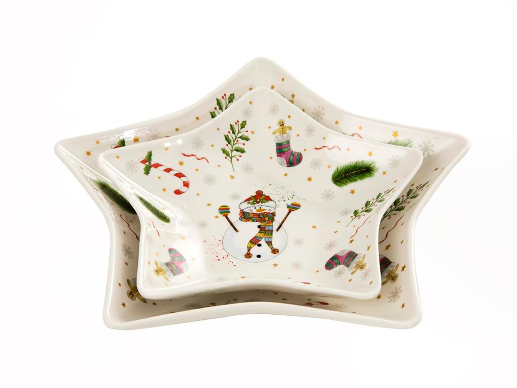 New Year Чиния за Сервиране 2 комплекта New Bone 25 cm White
