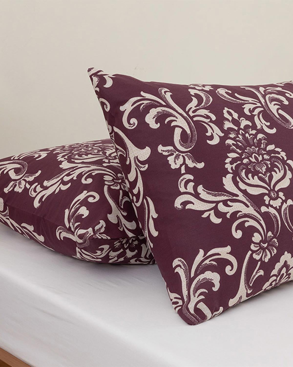 Ornamental Damasque Калъфка За Възглавница 2 бр. Памучен 50x70 см Дамсон