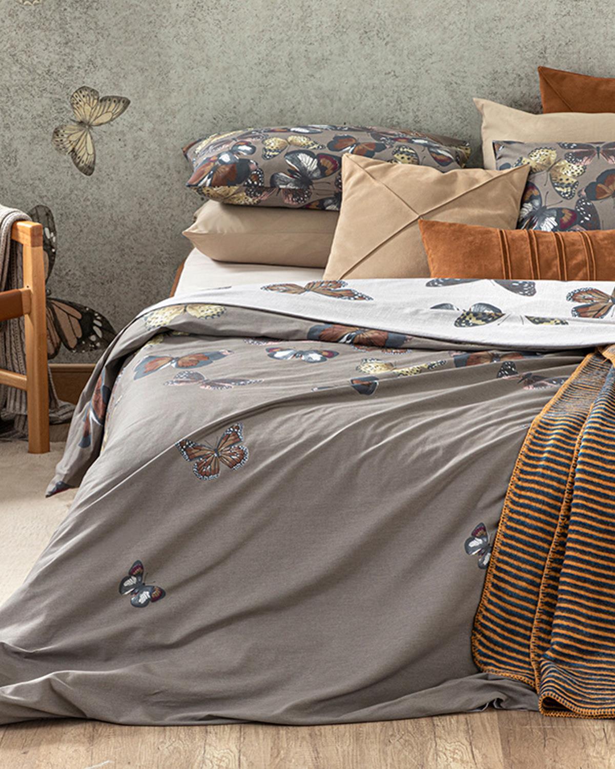 Papilions Спален Комплект Двоен Памучен 200x220 см Brown