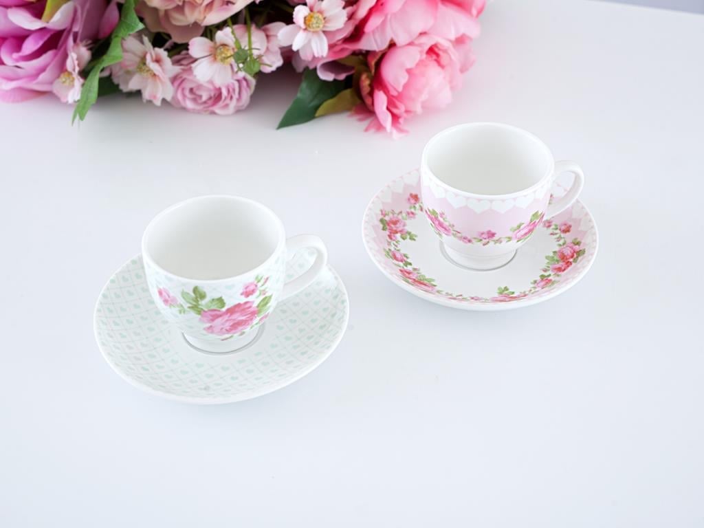 Pastel Lovers Сервиз за Кафе Мъж 4 Bone China 100 ml Pink
