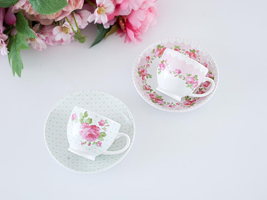 Pastel Lovers Сервиз за Кафе Мъж 4 Bone China 100 ml Pink