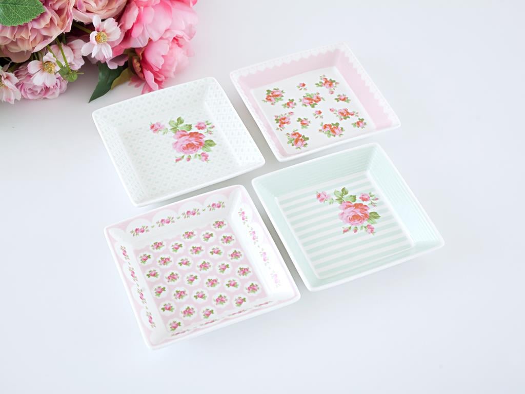 Pastel Lovers Купички за Ядки 4 комплект Bone China 12 cm Pink