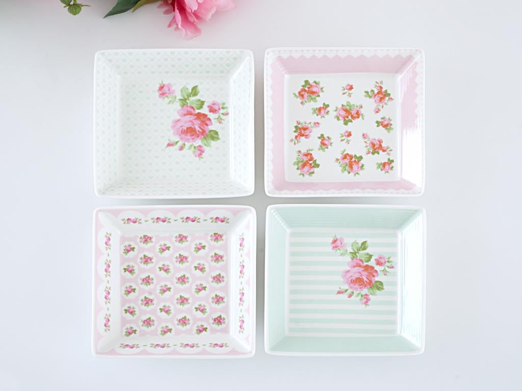 Pastel Lovers Купички за Ядки 4 комплект Bone China 12 cm Pink