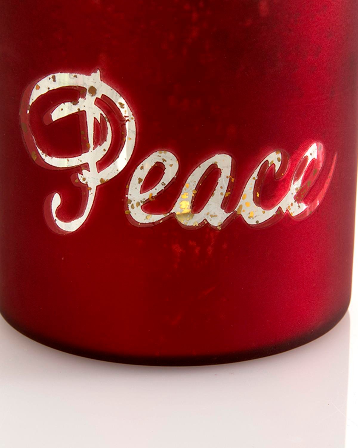 Peace Свещник Стъкло 10,16x10,16 cm Червен
