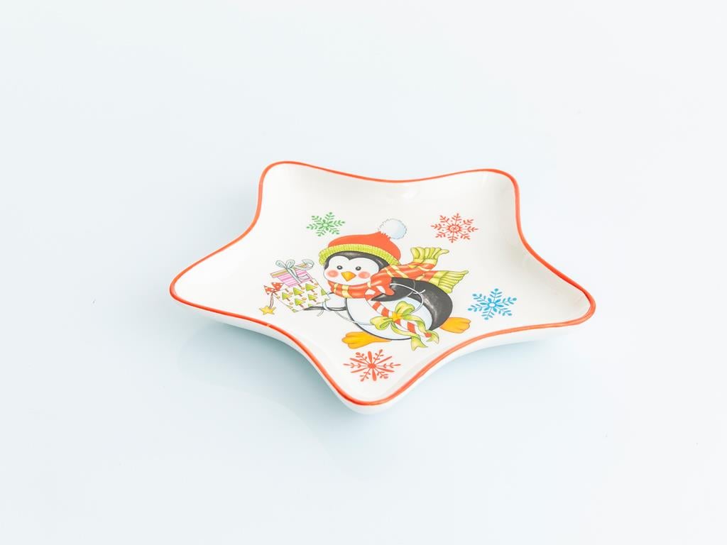 Penguin Чиния за Сервиране Bone China 17x17x2 cm червен