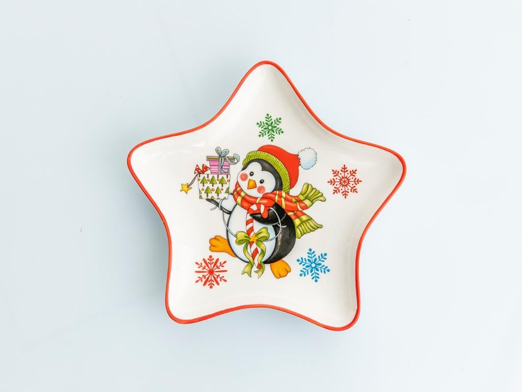 Penguin Чиния за Сервиране Bone China 17x17x2 cm червен