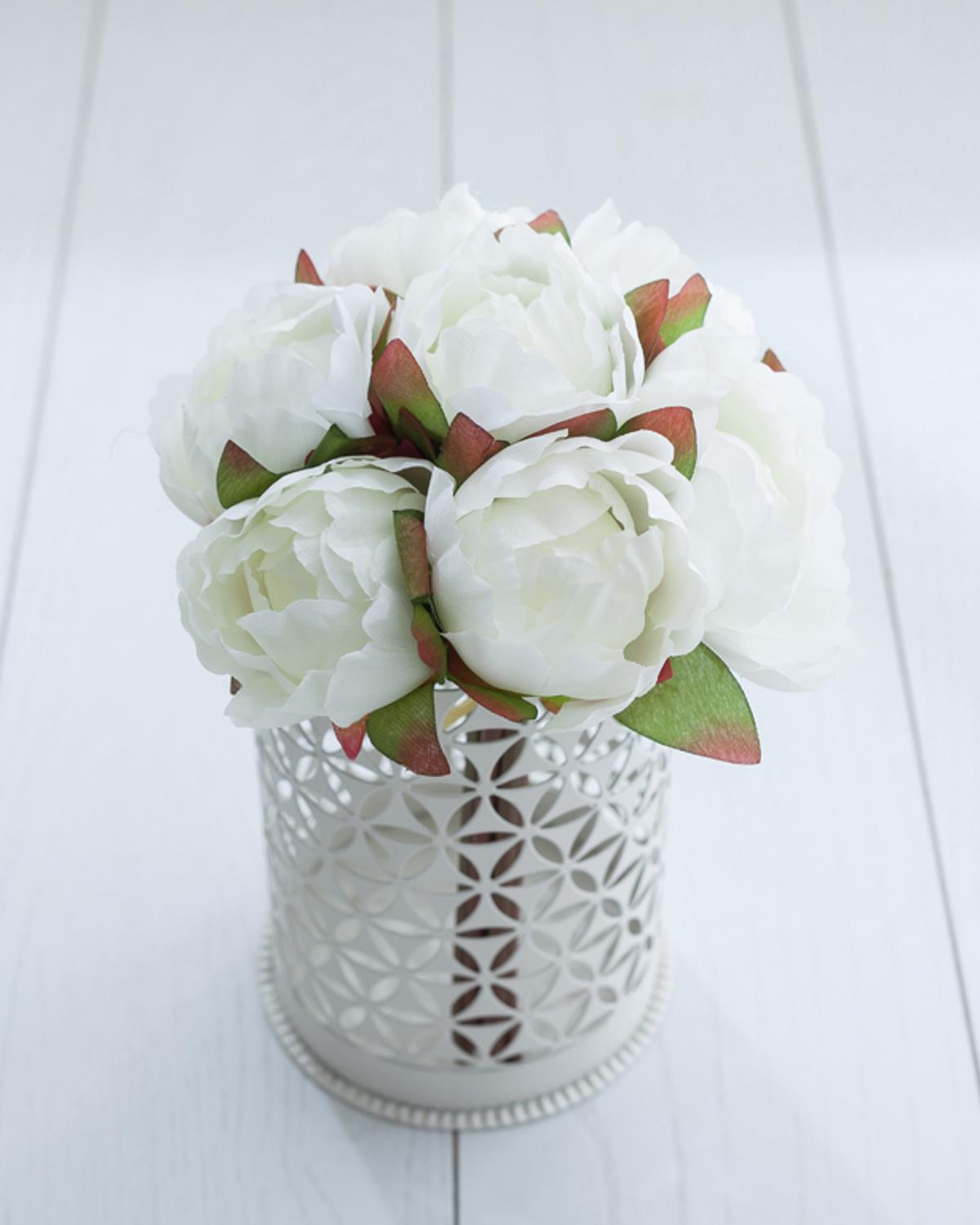 Peony Bundle Изкуствено Цвете 7 бр. 27 см Бял