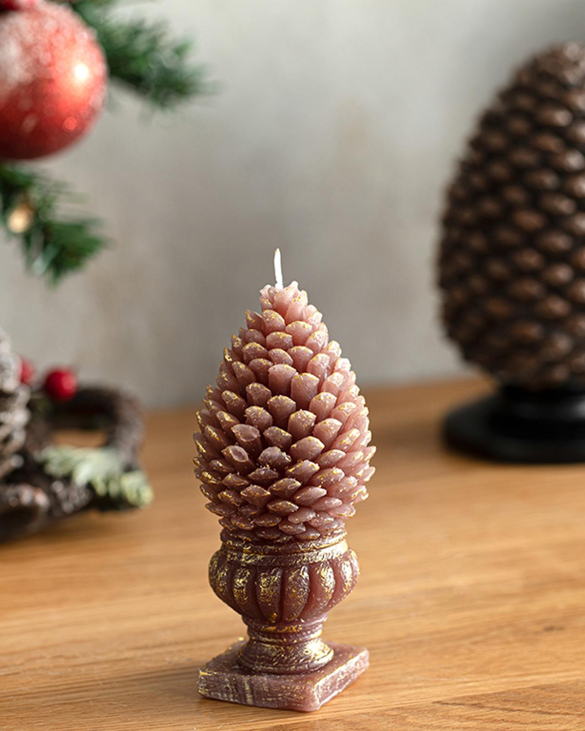 Pine Cone Свещ Кафяво, 0