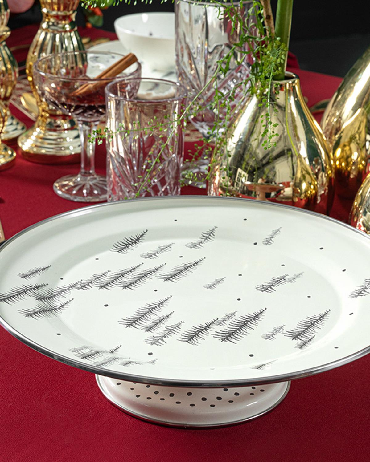 Pine Tree Band Фанус За Кекс Емайлиран, Зелено, 31 Cm