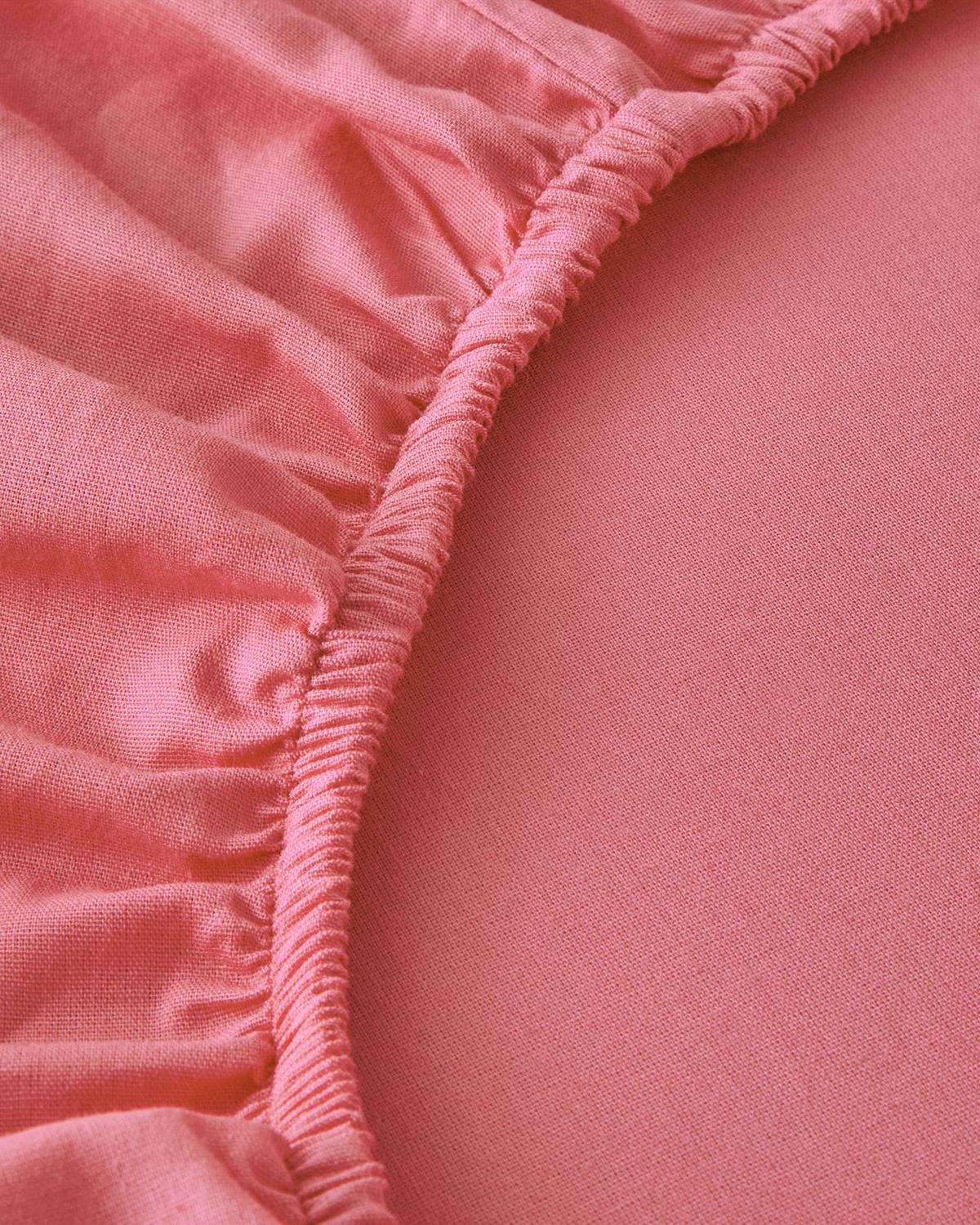 Plain Комплект Чаршаф С Ластик Единичен Памук 100x200 см Праскова