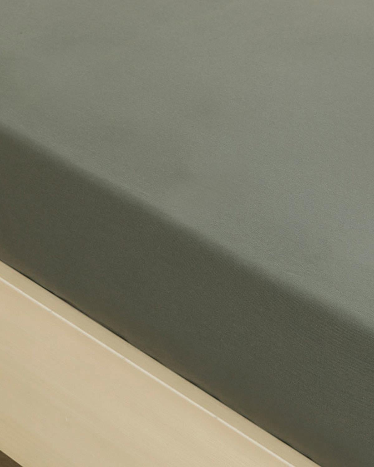 Plain Комплект Чаршаф С Ластик Единичен Памучен 100x200 см Нефтено зелен