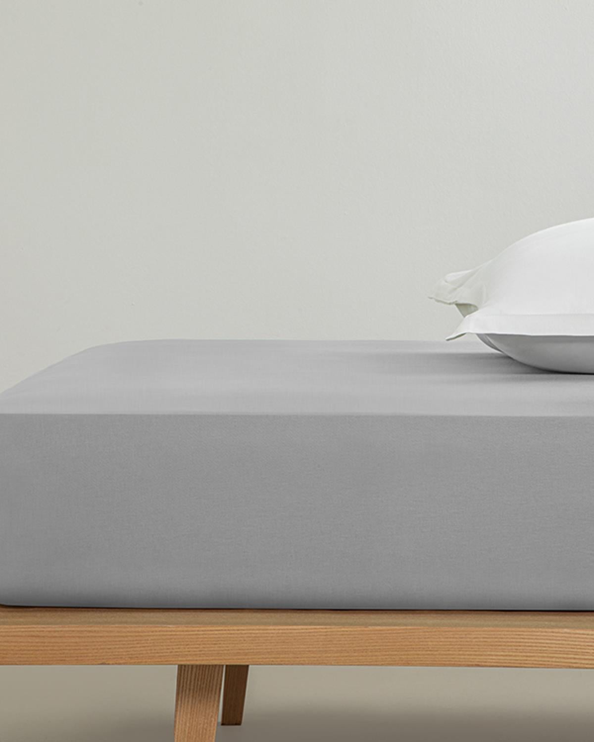 Plain Долен Чаршаф Малък единичен Памучен 140x200 см Чакълено сив